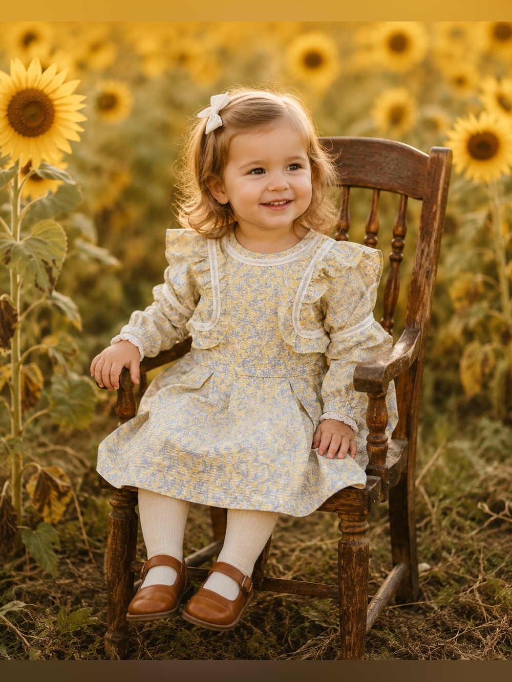 📸 Fall Photoshoot Ready! Ivy City Floral Yellow Ruffle Dress